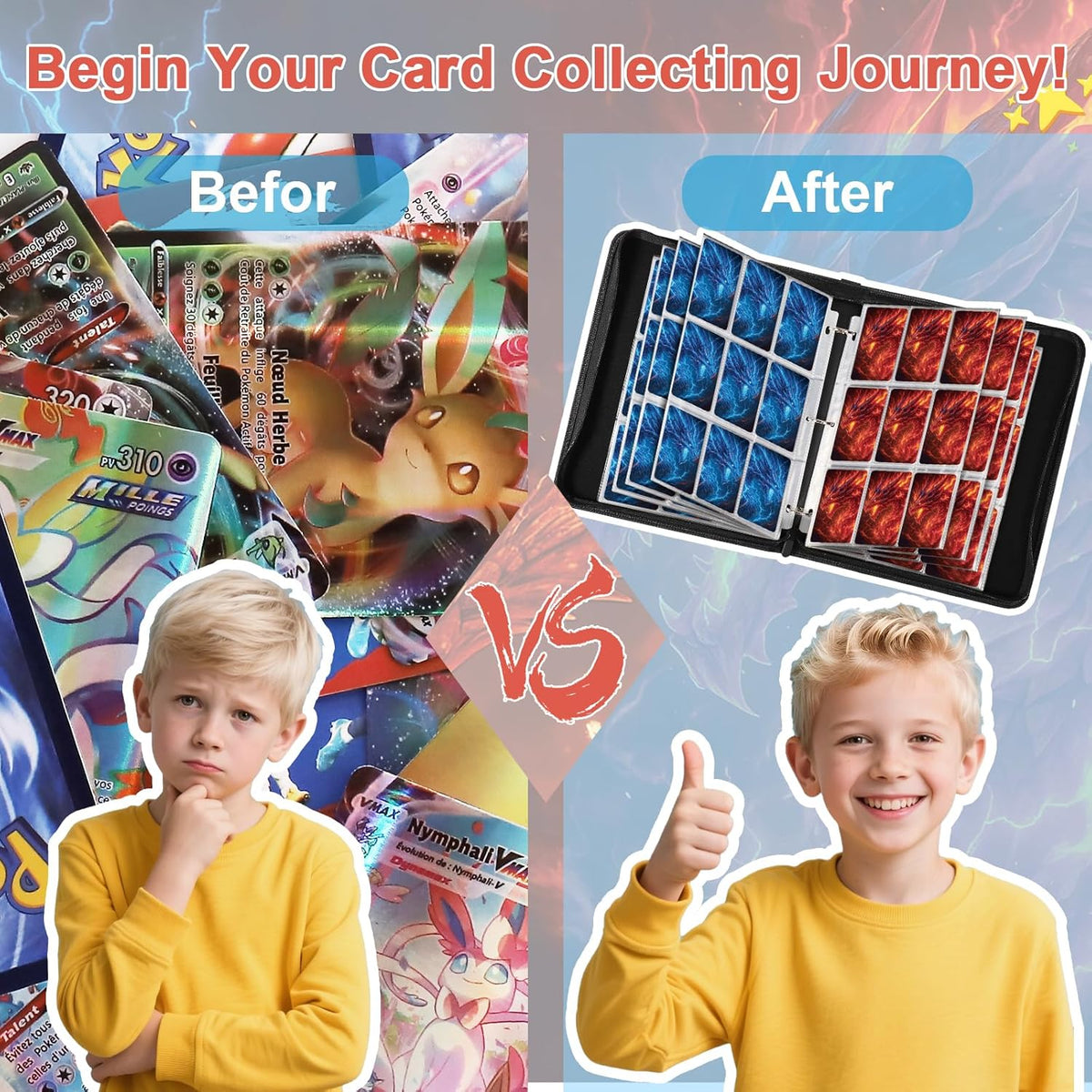 Dragon 9 Pocket Trading Card Holder Binder, Holds 900 Cards with 50 Removable Sleeves, Double-Sided Card Collection Binder Album for TCG, MTG, Sports Cards