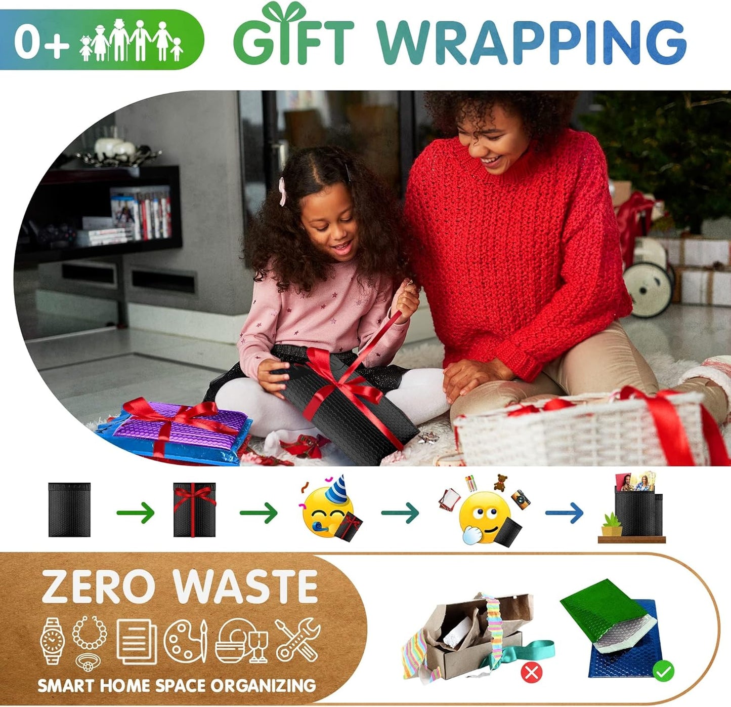 Black Poly Bubble Mailers 9.5 x 13.5 Inch. Pack of 100 Padded Envelopes Waterproof. Self Seal Padded Mailers with Durable Seams. Lightweight Padded Shipping Envelopes for Mailing Fragile Things
