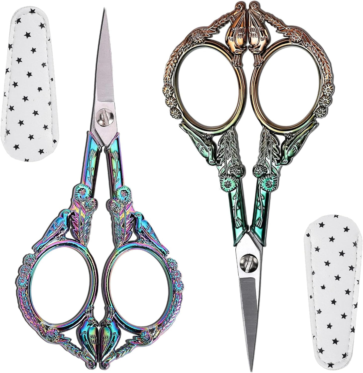 Small Embroidery Scissors with Cover -Cute and Comfortable handles with Sturdy and Sharp Tips for Precise Cutting, Perfect Size for Keeping in Your Sewing and Craft Supplies Kit