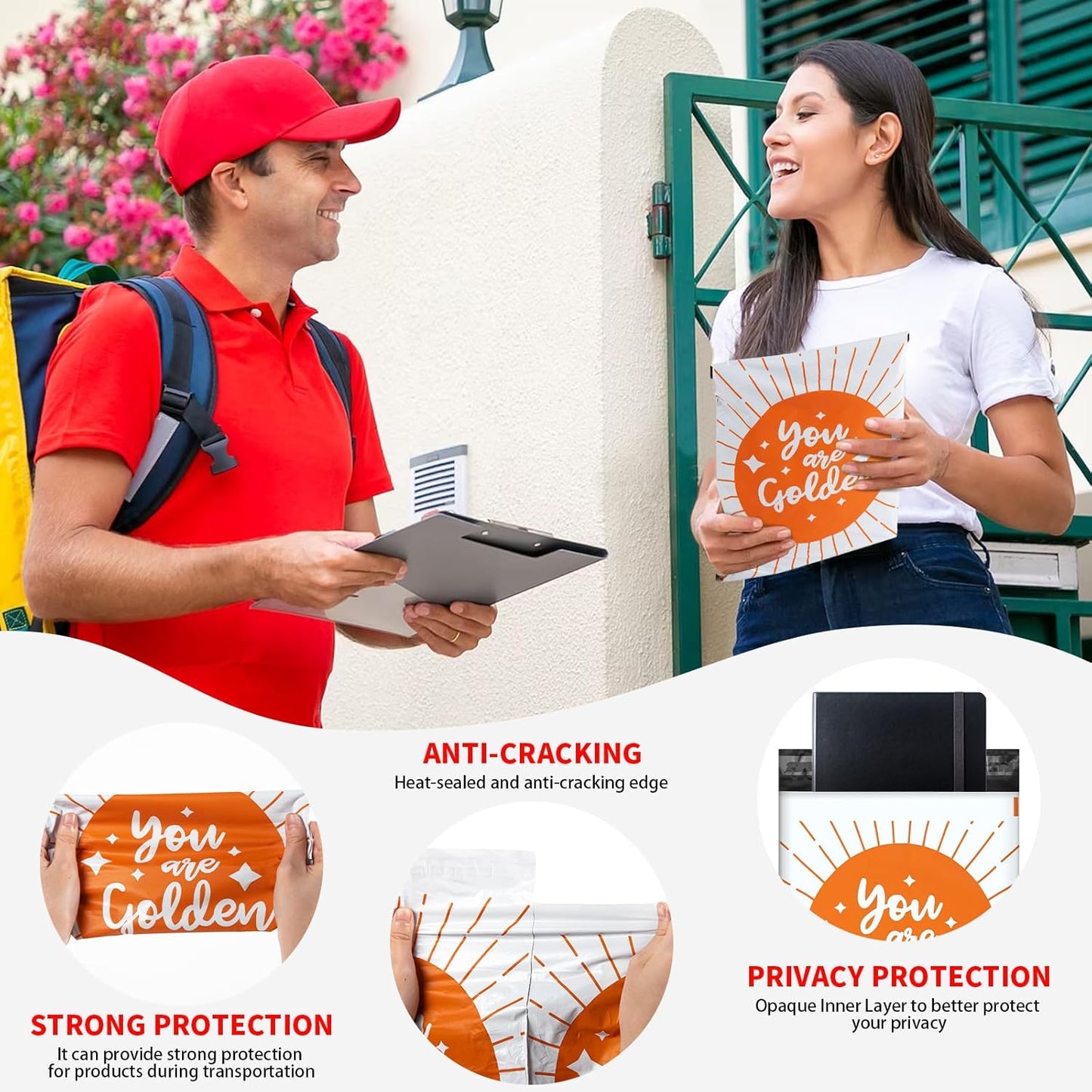 Oududianzi Poly Mailers 10x13, 50PCS Shipping Bags, Mailing Bags, Plastic Packaging Bags, Mailers Poly Bags for Shipping, Shipping Envelopes for Small Bussiness - Line