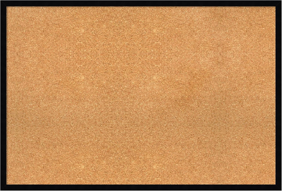 Amanti Art Natural Cork Board for Wall, 25x37 Vision Board with Black Wood Frame, Large Corkboard Office Decor for Home Organization, Modern Contemporary Corkboard Pinboard to display items for home