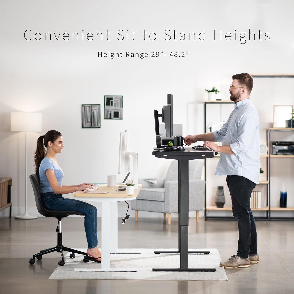 VIVO Electric 60 x 24 in Real Bamboo Standing Desk, Memory Height Adjustment, 1B Series, One-Piece Top, White Frame, DESK-KIT-1W6O