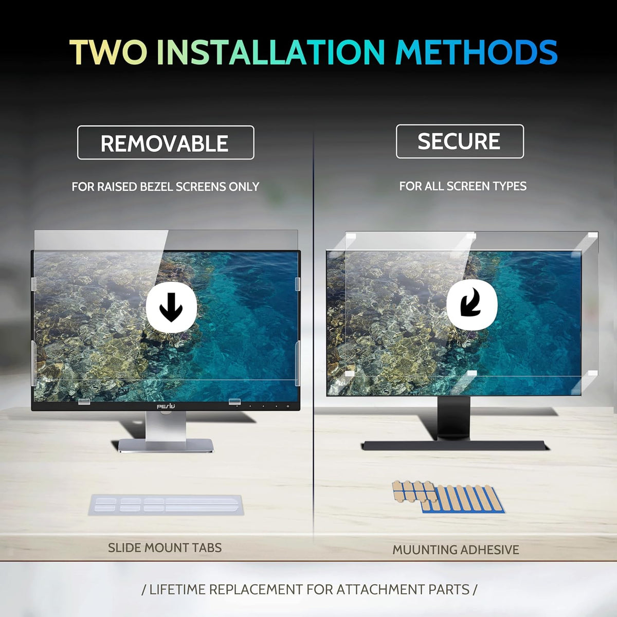 [2-Pack] 27 Inch Privacy Screen for Computer Monitor 16:9 Aspect Ratio, Eye Protection Anti Blue Light Glare Shield, 27inch Removable Black Blackout Anti Spy Desktop Security Private Filter