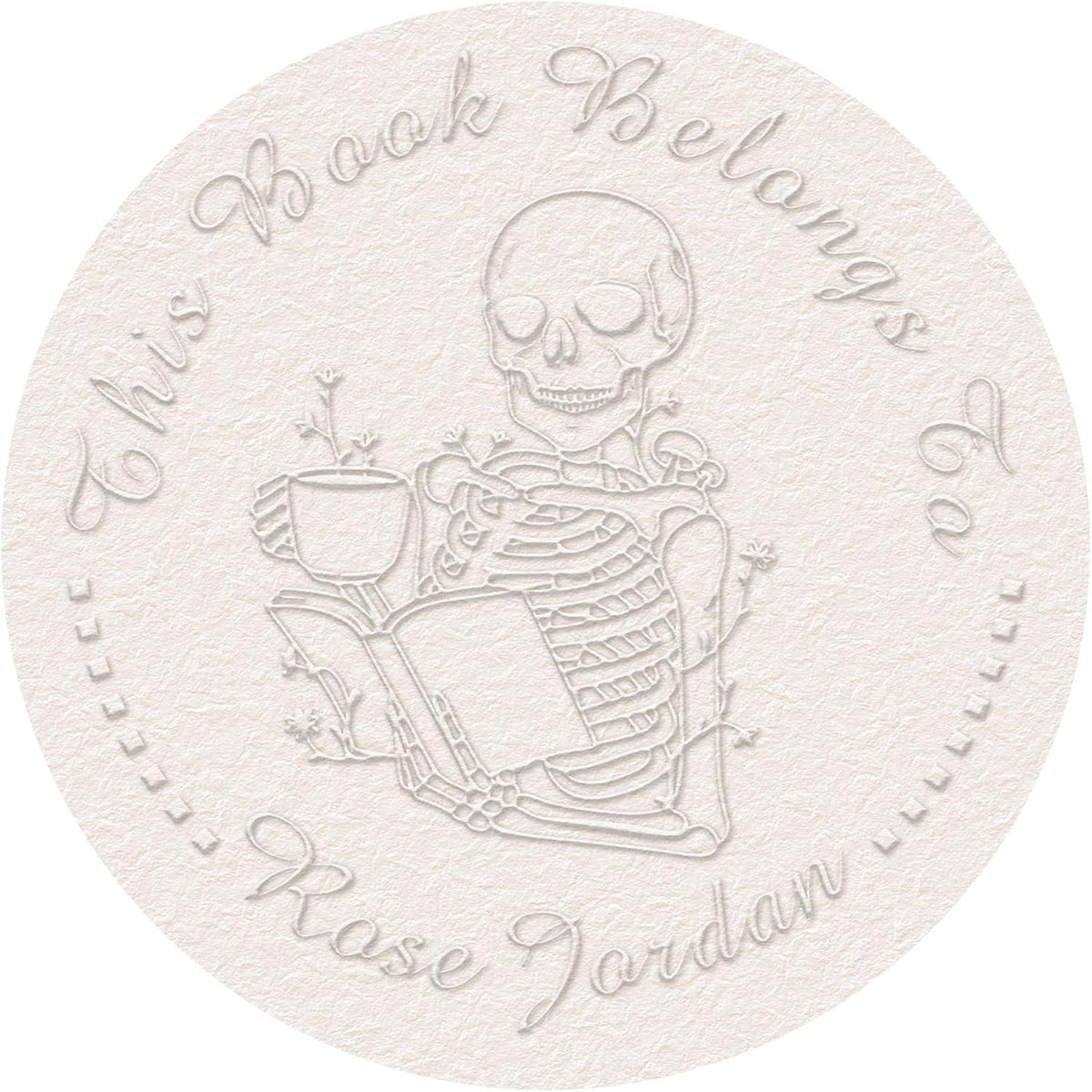 Skull Themed Library Book Embosser，Custom Book Business Card Paper Document Notebook，Self Inking Stamp，Book Lover Gifts，Christmas Gifts (Style05)