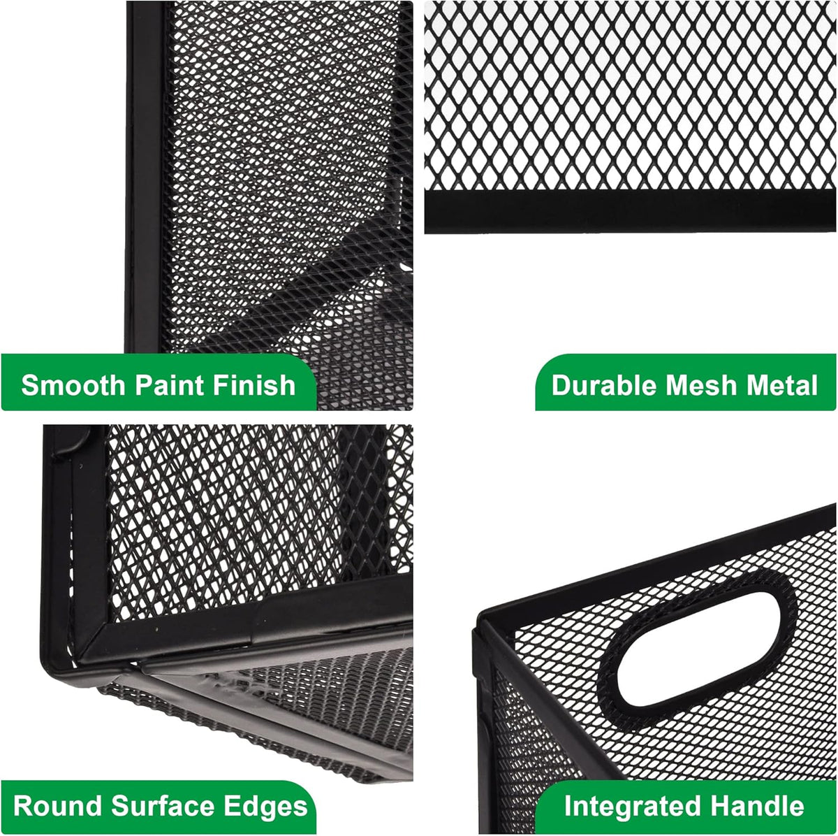 EASEPRES Desk Hanging File Organizer with 5 Folders, Mesh Metal Letter-Size Desktop File Holder Box for Filing Folder Storage Basket, 1 Pack Black, 12.2 x 9.45 x 5.45 inches