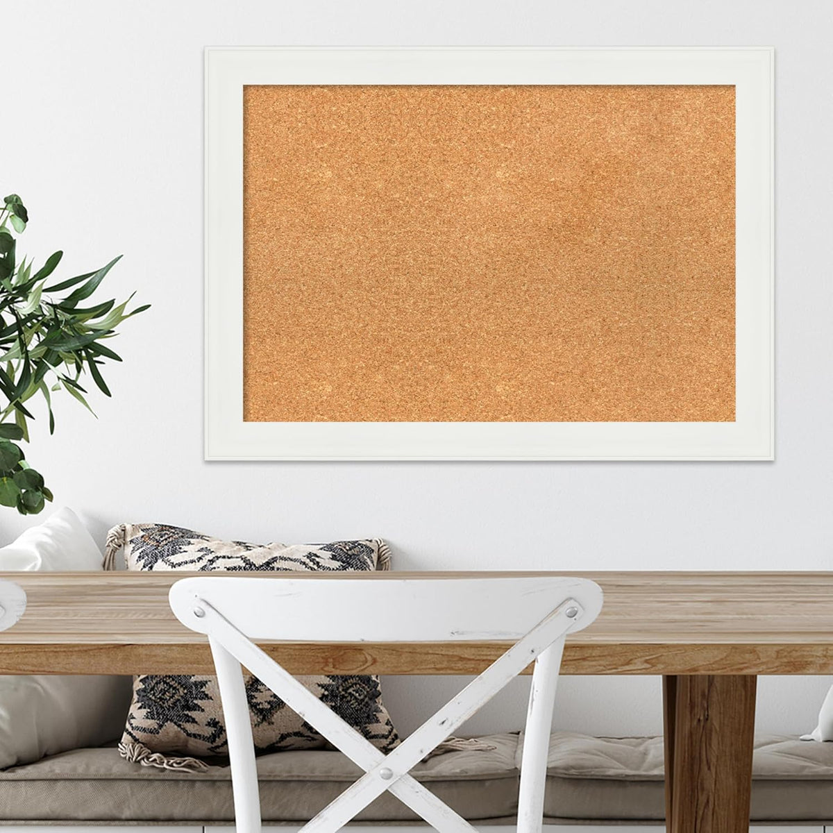 Amanti Art Natural Cork Board for Wall, 21x29 Vision Board with White Frame, Medium Corkboard Office Decor for Home Organization, Casual Corkboard Pinboard to Display Items for Home Organization in