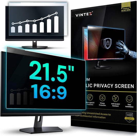 Acrylic 21.5 Inch Computer Privacy Screen Filter for Widescreen Computer Monitors - 19.3" x 11.3" (491 x 288mm) - Monitor Frame Hanging Type