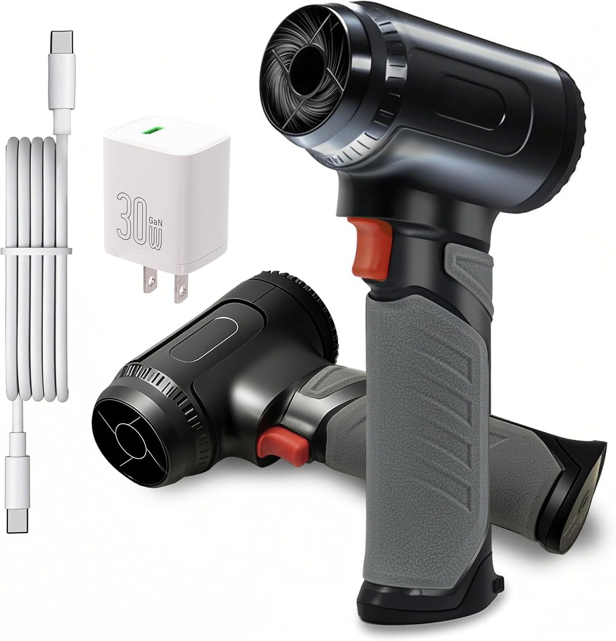 Compressed Air Duster - Electric Air Duster 30W Fast Charging 1600g Instant Thrust Leaf Blower Stepless Speeds Keyboard Cleaner for Electronics,Patio Cleaning,Drying,Snow Blowing,Camping