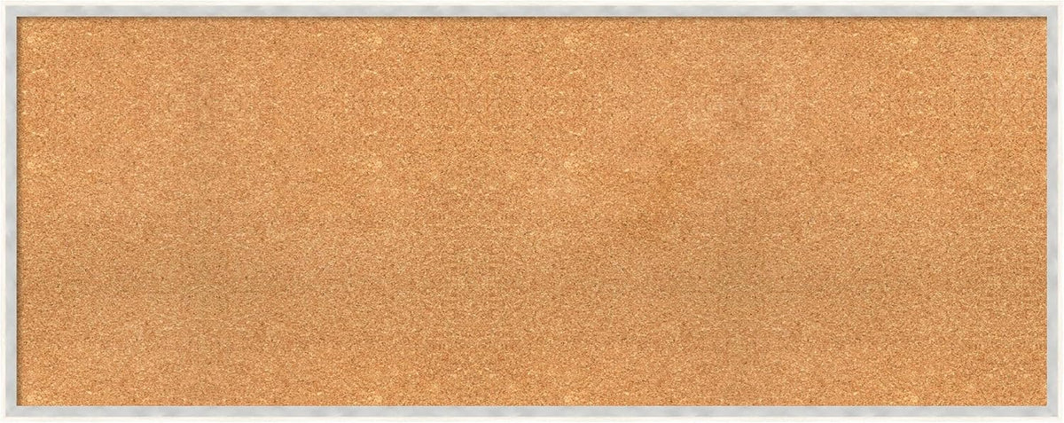 Amanti Art Natural Cork Board for Wall, 21x53 Vision Board with White Frame, Oversize Corkboard Office Decor for Home Organization, Modern Corkboard Pinboard to Display Items for Home Organization in