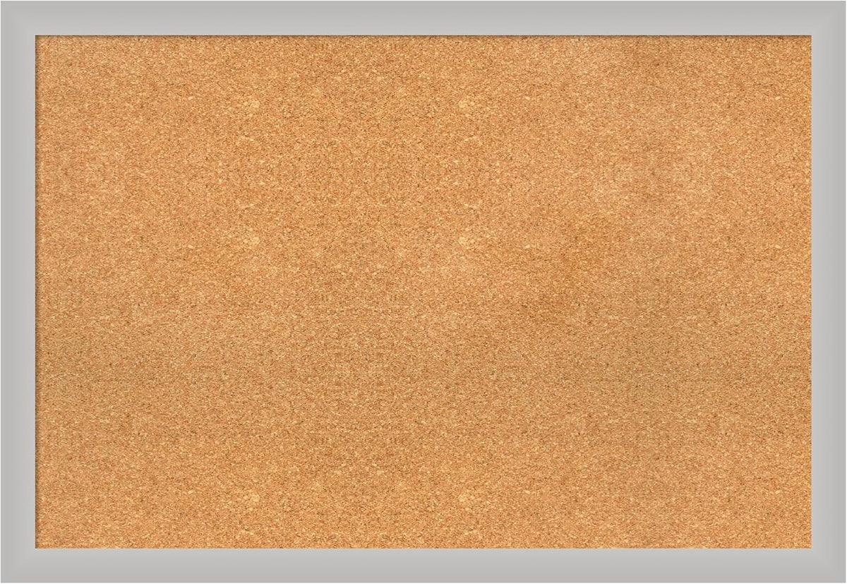 Amanti Art Natural Cork Board for Wall, 27x39 Vision Board with Silver Wood Frame, Large Corkboard Office Decor for Home Organization, Modern Contemporary Corkboard Pinboard to display items for home