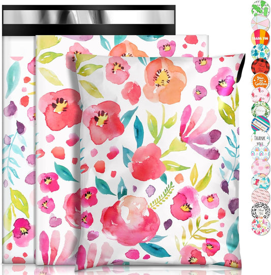 Oududianzi Large Poly Mailers 14.5x19, 100Pack Shipping Bags, Mailing bags, Mailers Poly Bags for Shipping, Shipping Envelopes, Packaging Bags for Small Business and Clothes - Floral