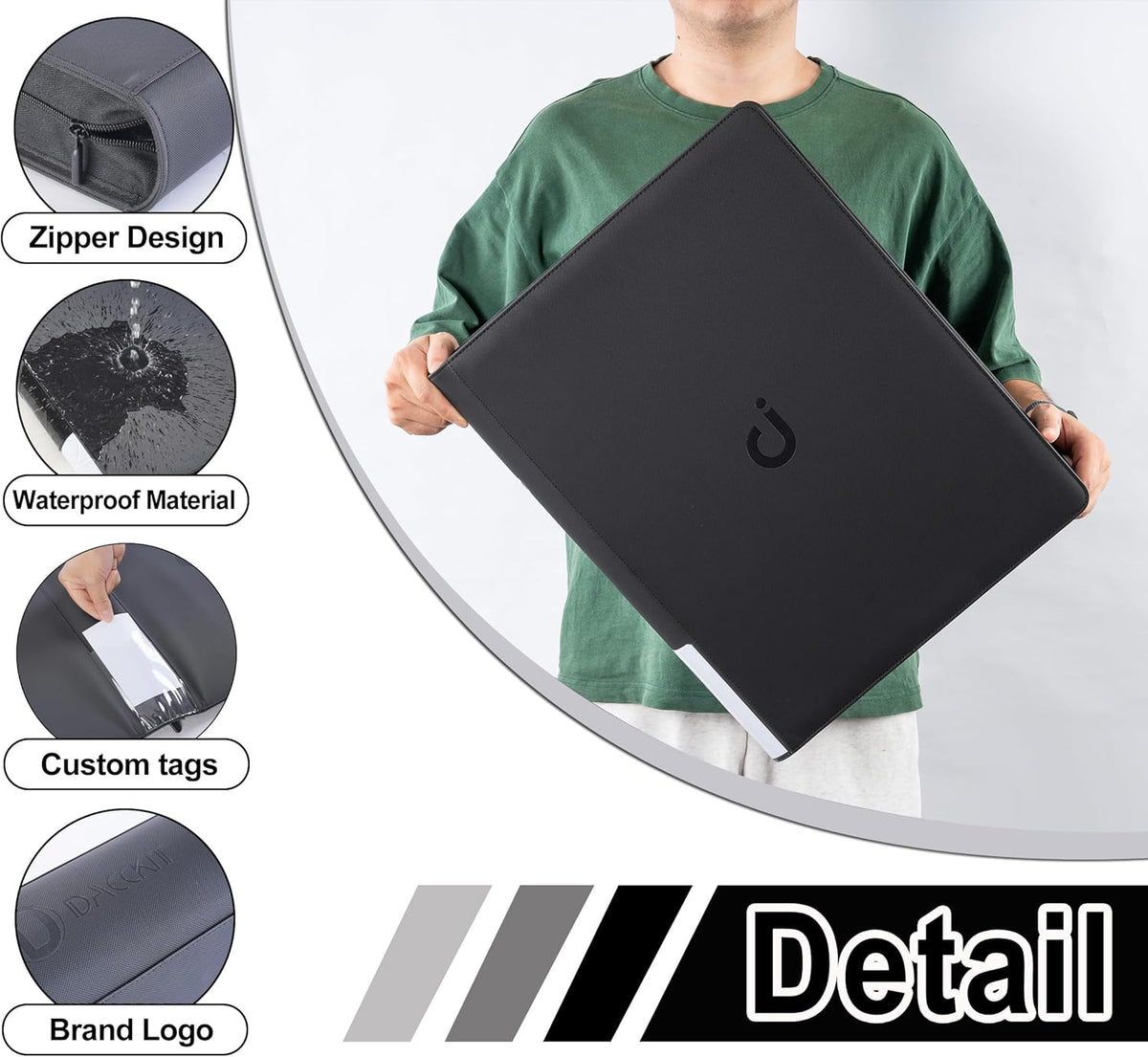 Premium Card Binder 16 Pocket - Fits 1600 Cards，4X4 Ringless Card Album with Sleeves for Trading Cards & Sports Cards（Model C，Classic Black）