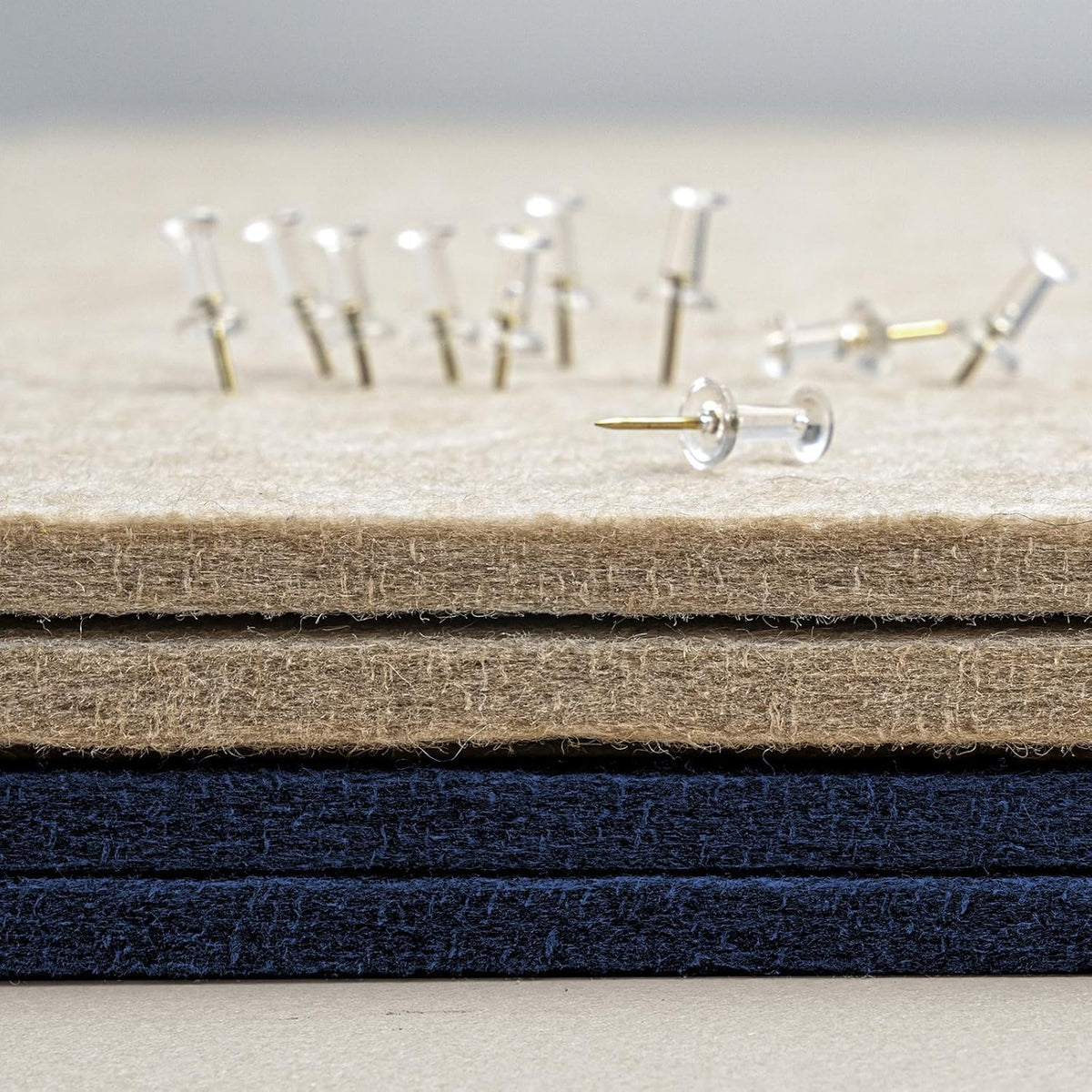 Bulletin Board, 36 x 24 inches Felt Board - Decorative Pin Board, Cork Board Alternative for Wall, 3' x 2' Foldable Picture Board Self-Adhesive Vision Board Prayer Board with 20 Pushpins - Dark Blue
