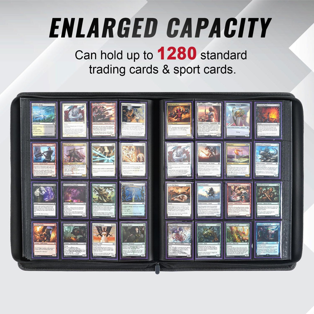 16-Pocket Binder for 1280 Trading Cards, Ringless Album with 40 Double Sided and Side-Loading Pages, Compatible with MTG, Sport Cards and other Standard Collectible Cards