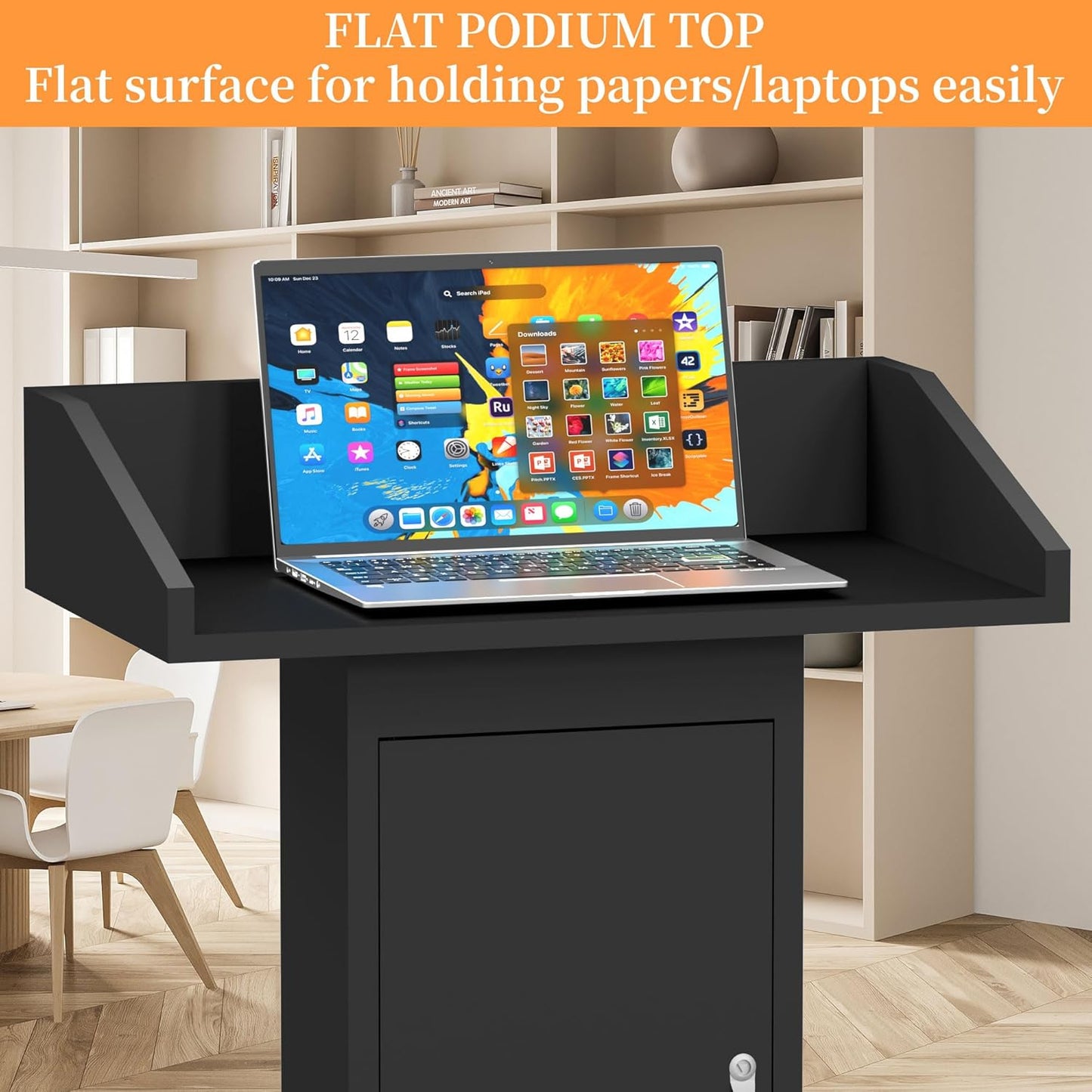 MOOFI Podium Stand Portable with 4 Locking Wheels Style 2 (Style 3)