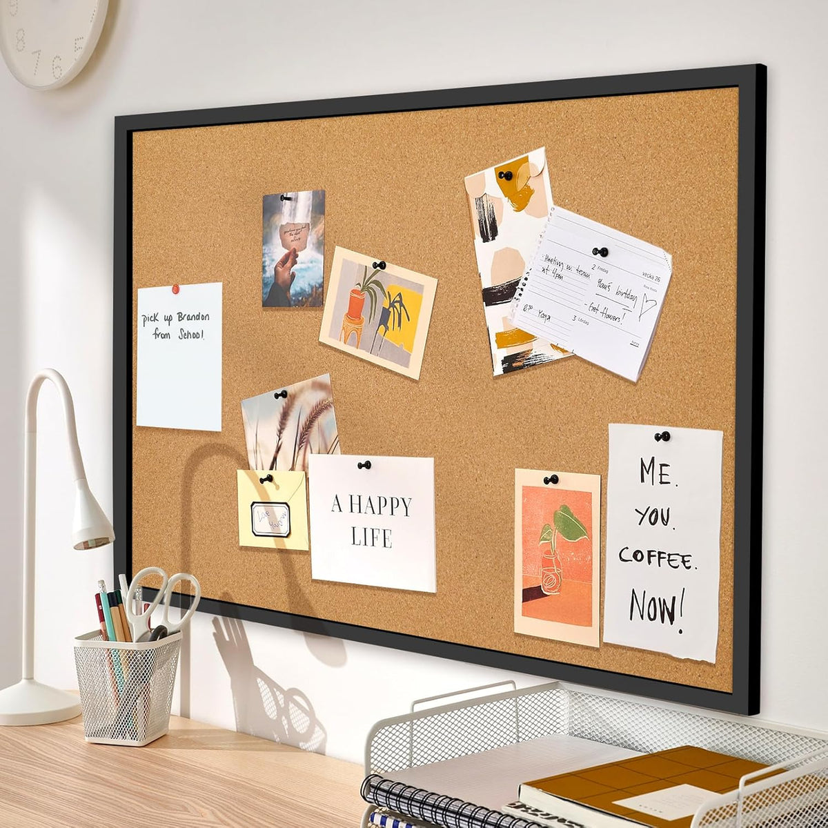 Miratino Large Bulletin Board, 36 "x 24" Cork Boards for Walls with Black Frame, Pin Display Board Vision Board for Home School Office Decor…