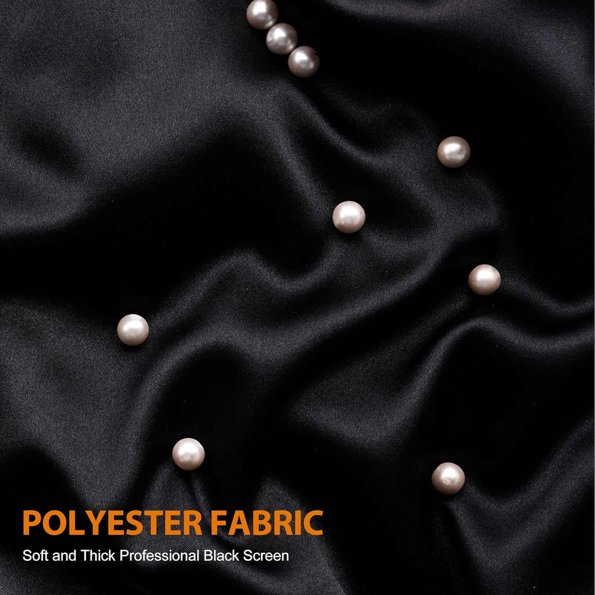 6 x 9 FT Black Backdrop - Premium Polyester for Video Streaming, Portrait Photoshoot, Wall Mounted, Parties and Small Events