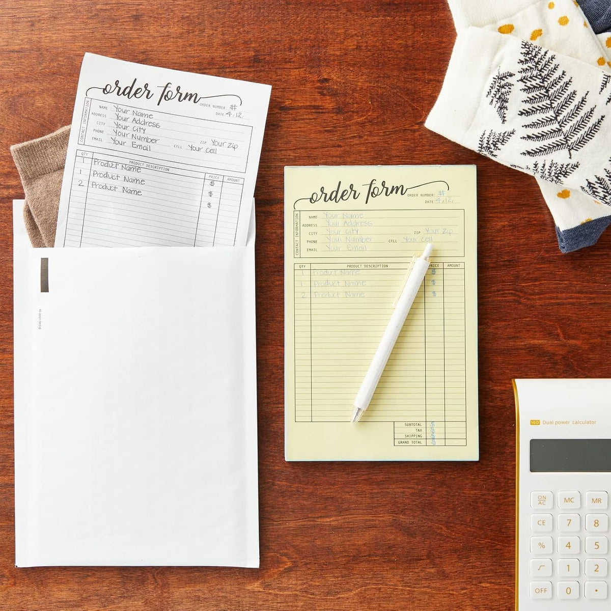 Juvale Receipt Book with Carbon Copies & Work Order Forms - 5.5 x 8.5 in, White, 2 Pads, 100 2-Part Carbonless Sheets - Invoice Receipt Book & Order Form Notepad