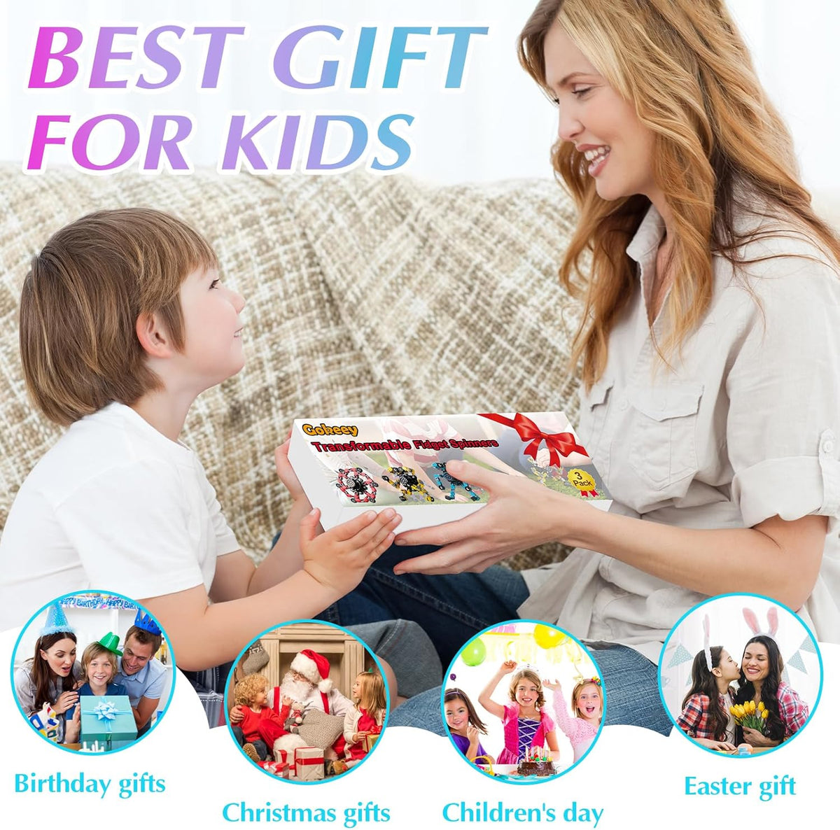 Transformable Fidget Spinners for Kids and Adults Stress Relief Sensory Toys for Boys and Girls Fingertip Gyros for Kids Classroom Birthday Party Favors