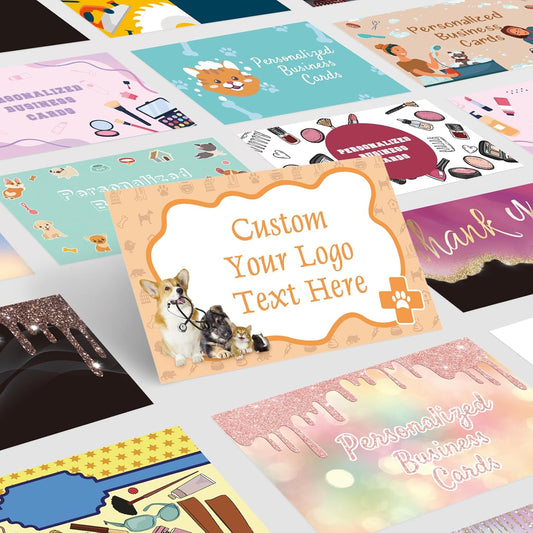 Custom Business Cards Customizable with Logo Text,Personalized Business Cards Photo Printable Pet Store Cards 1000 500 200 100 Double Sided Customize Cards for Small Business Waterproof