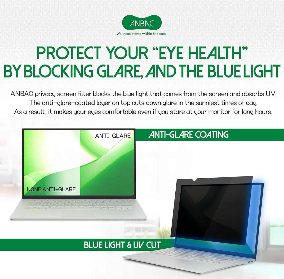 17 Inch Laptop Privacy Screen Shield for 16:10 Wide Display - Anti Glare Computer Privacy Screen Cover/Blue Light Blocking Screen Protector/Scratch Resistant UV Filter/Attachment Type