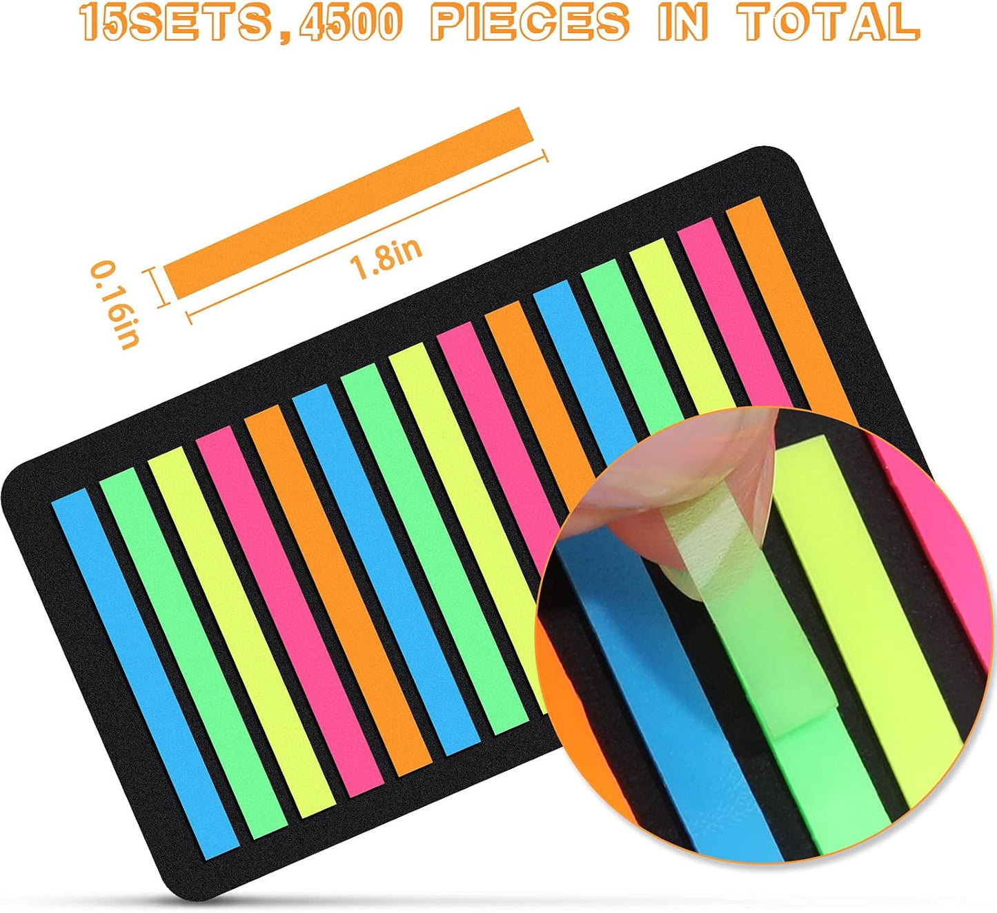 Zonon 4500 Pcs Removable Highlighter Tapes Text Highlighter Strips Transparent Sticky Note Tabs Neon Page Marker Index Tabs for Book Annotating Bible Study Aesthetic Office School Supplies