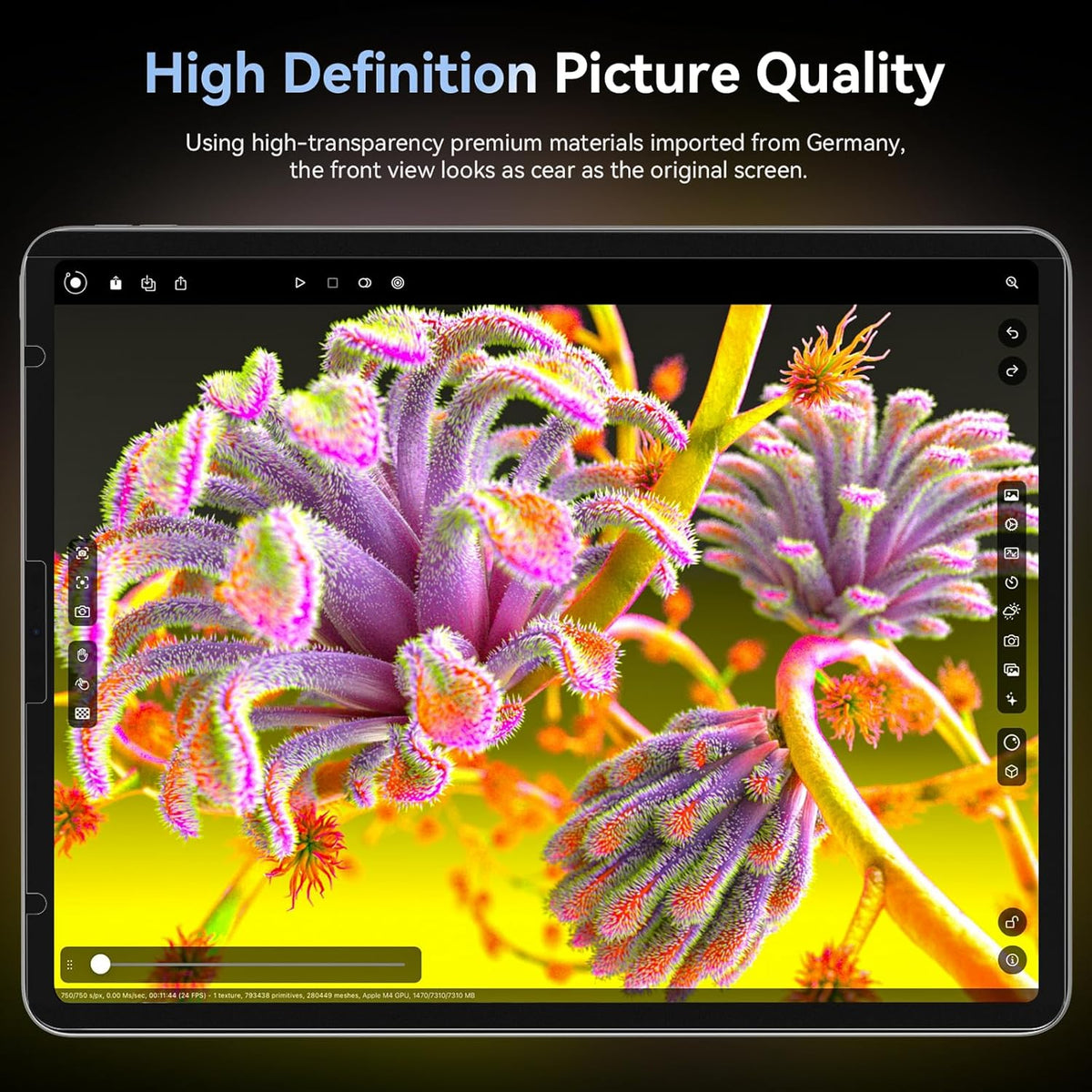 360° 4 Way Magnetic Privacy Filter for iPad Pro 12.9 Inch 2018 2020 2021 2022, Removable Anti-Glare Blue Light Matte Privacy Screen Protector, Anti-Scratch, Bubble-Free, Reusable