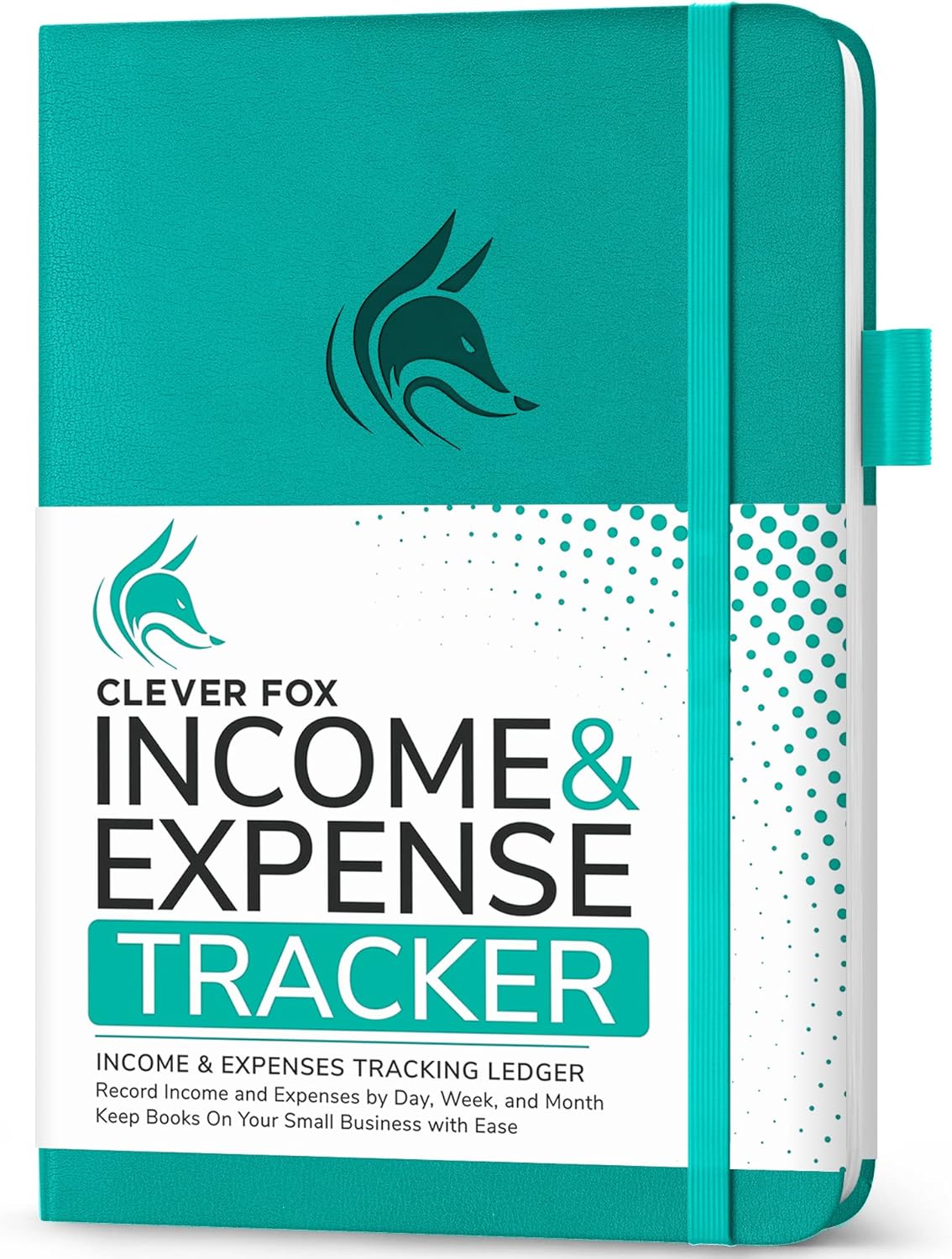 Clever Fox Income & Expense Tracker – Accounting & Bookkeeping Ledger Book for Small Business – 1-Year Record Notebook, A5 (Turquoise)
