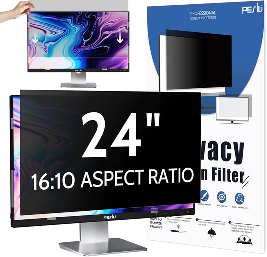 Privacy Screen for Computer Monitor 24 Inch 16:10 Aspect Ratio, Anti Blue Light Glare Removable 24 in Privacy Screen Filter Protective Film, HD 24 Inch Privacy Screen Protector for Monitor