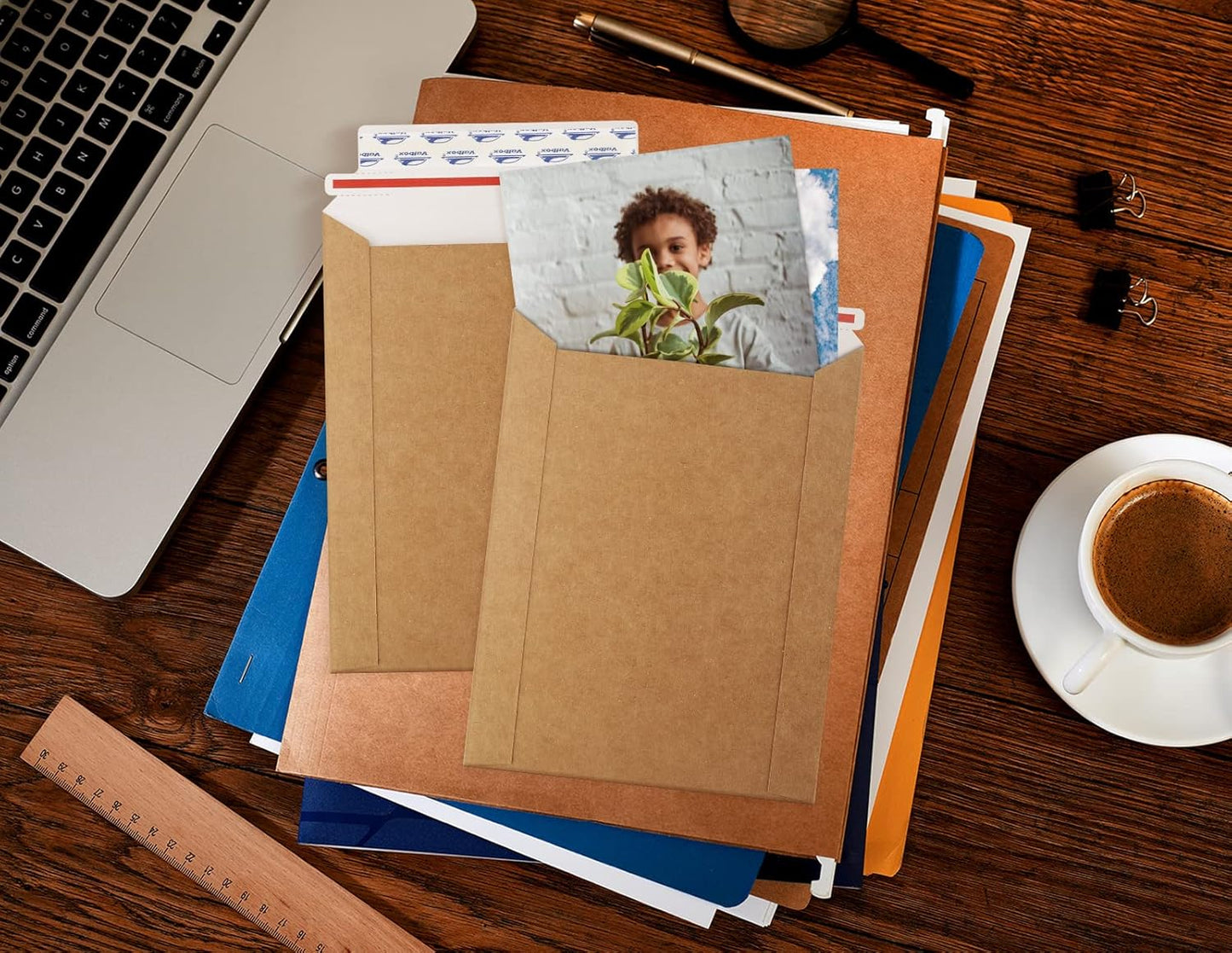 ValBox 6x8 Self Seal Photo Document Mailers 25 Pack Stay Flat Brown Cardboard Envelopes, 6.25 x 8.25 Inches