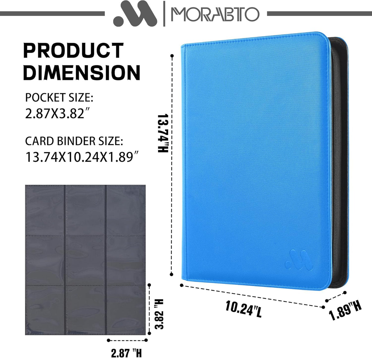 Card Binder 9 Pocket,Trading Card Binder Holds up to 360 Cards with 20 Sleeves,Zipper Card Holder Album Compatible with TCG Card/Game Cards/Sports Card
