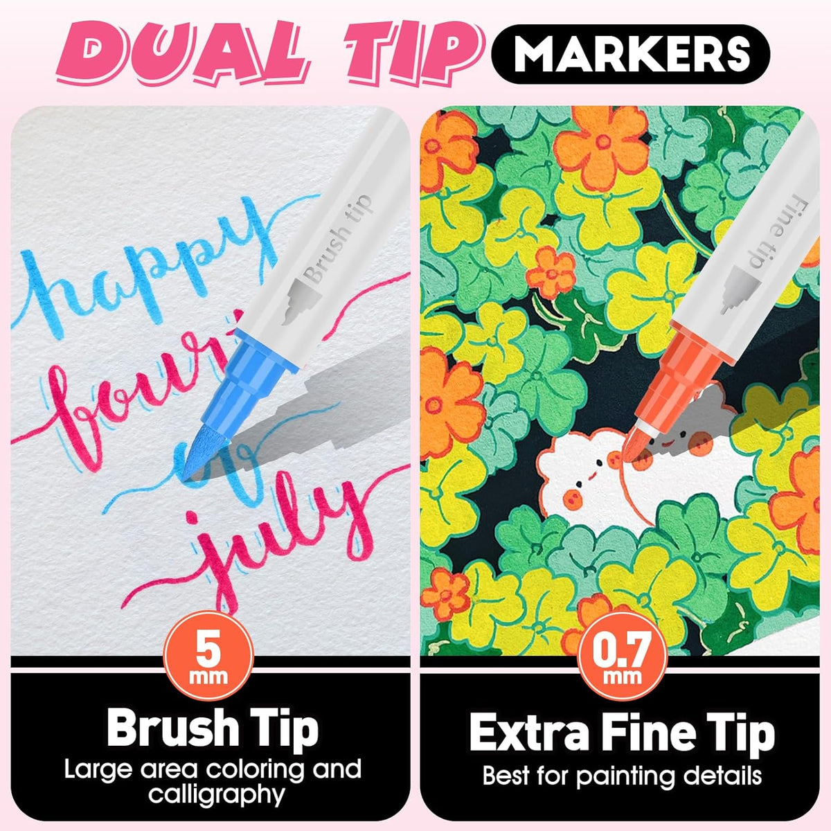 FUMILE 48 Colors Dual Tip Acrylic Paint Pens,Paint Markers With Extra Fine Tip and Brush Tip for Wood, Rock, Glass, Ceramic, Canvas, Paper.Paint Markers for DIY Craft,Halloween and Christmas