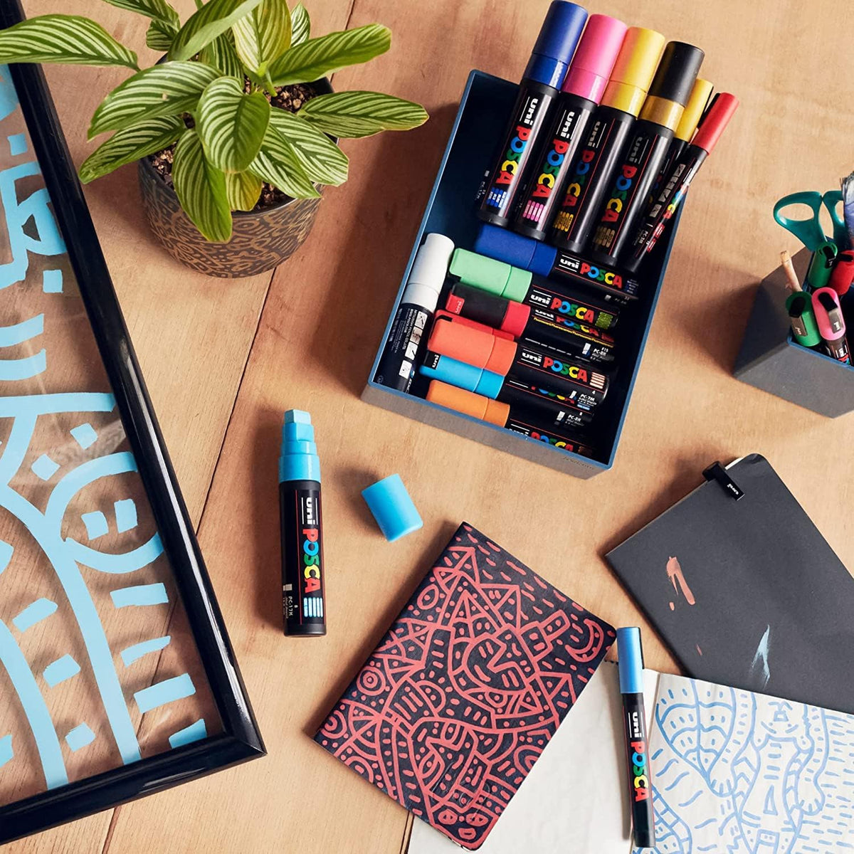 uni POSCA PC-3M Water-Based Paint Markers, Reversible Fine Tip (0.9-1.3mm), Assorted Colors, 8 Pack