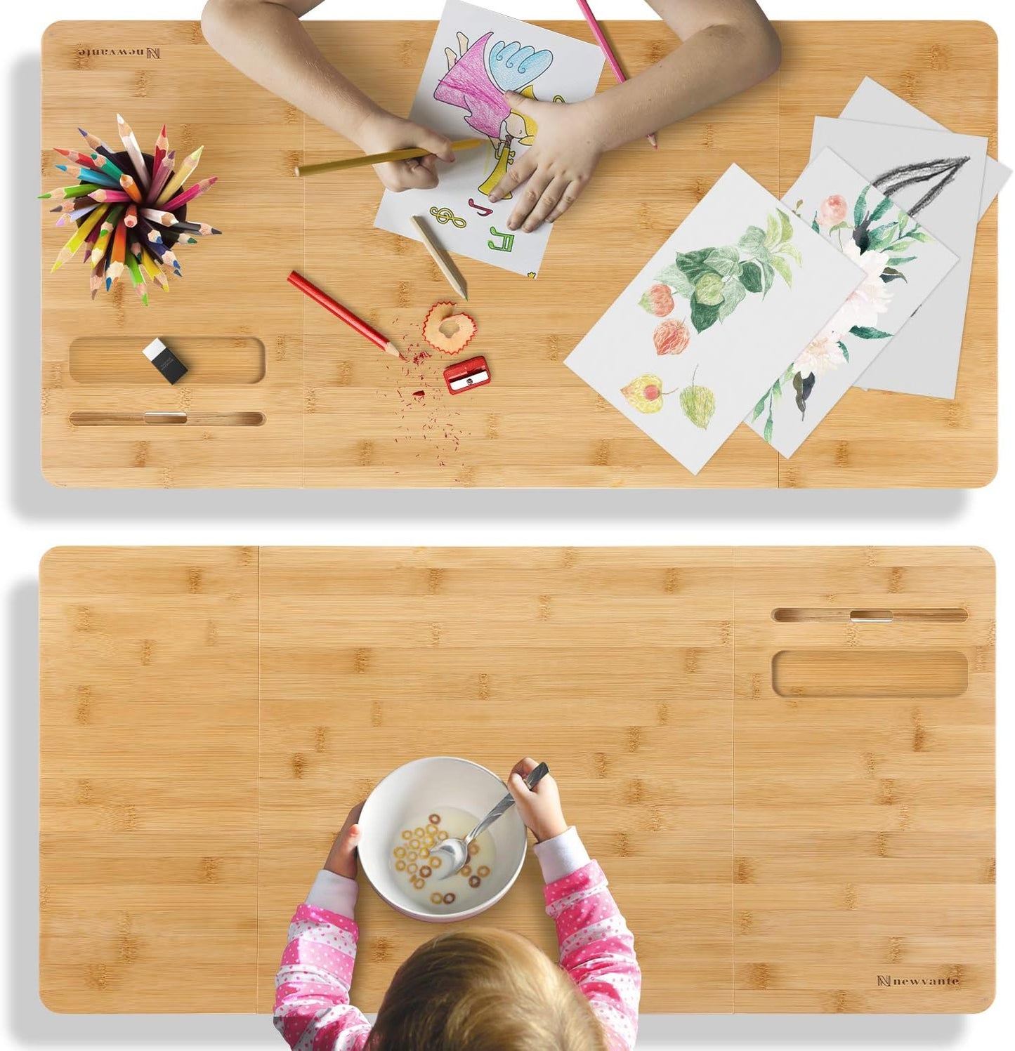 Laptop Desk Nnewvante Bamboo Laptop Table Adjustable Lap Tray Bed Serving Tray Breakfast Table Foldable Coffee Tea Table 7 Tilting Top Angles 4 Latches Large Size 27.95" x 13.8"