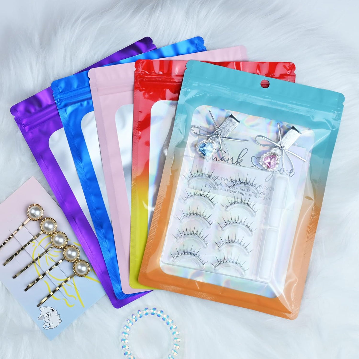 Resealable Mylar Pouch Bag Great for Office Home Party Favor Food Storage (100PCS, Pink Color, 3.5 x 6.3 inch)