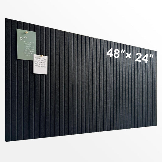 Large Cork Board for Office, 8 Pack Felt Wall Tiles with Slat Wall Paneling, Felt Bulletin Board Pin Board Cork Boards for Walls - Black