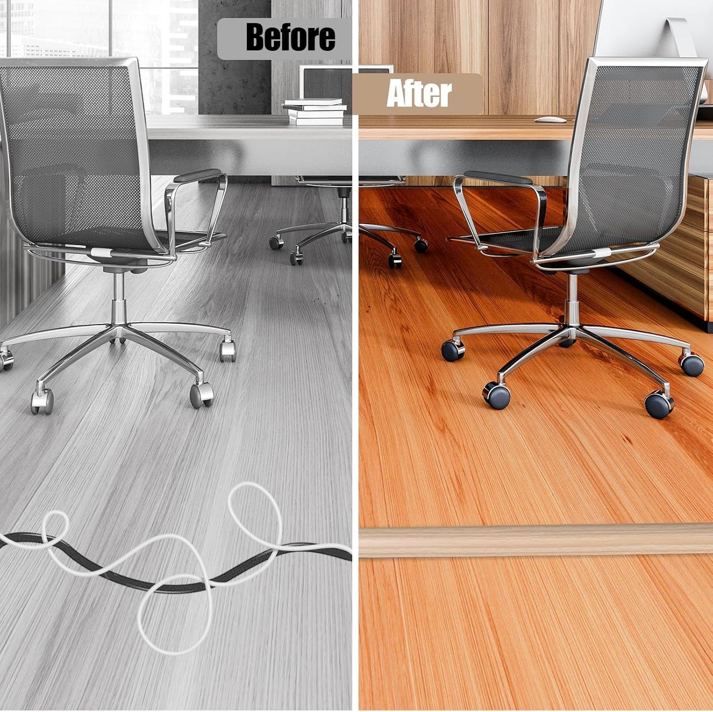 Floor Cord Cover Self Adhesive Cord Hider,10FT Cable Management, Extension Strip Protector for Wires, Prevent Cable Trips for Offices, Gyms, Exhibitions Cavity:0.39"(W) x0.27(H) WoodLightyellow