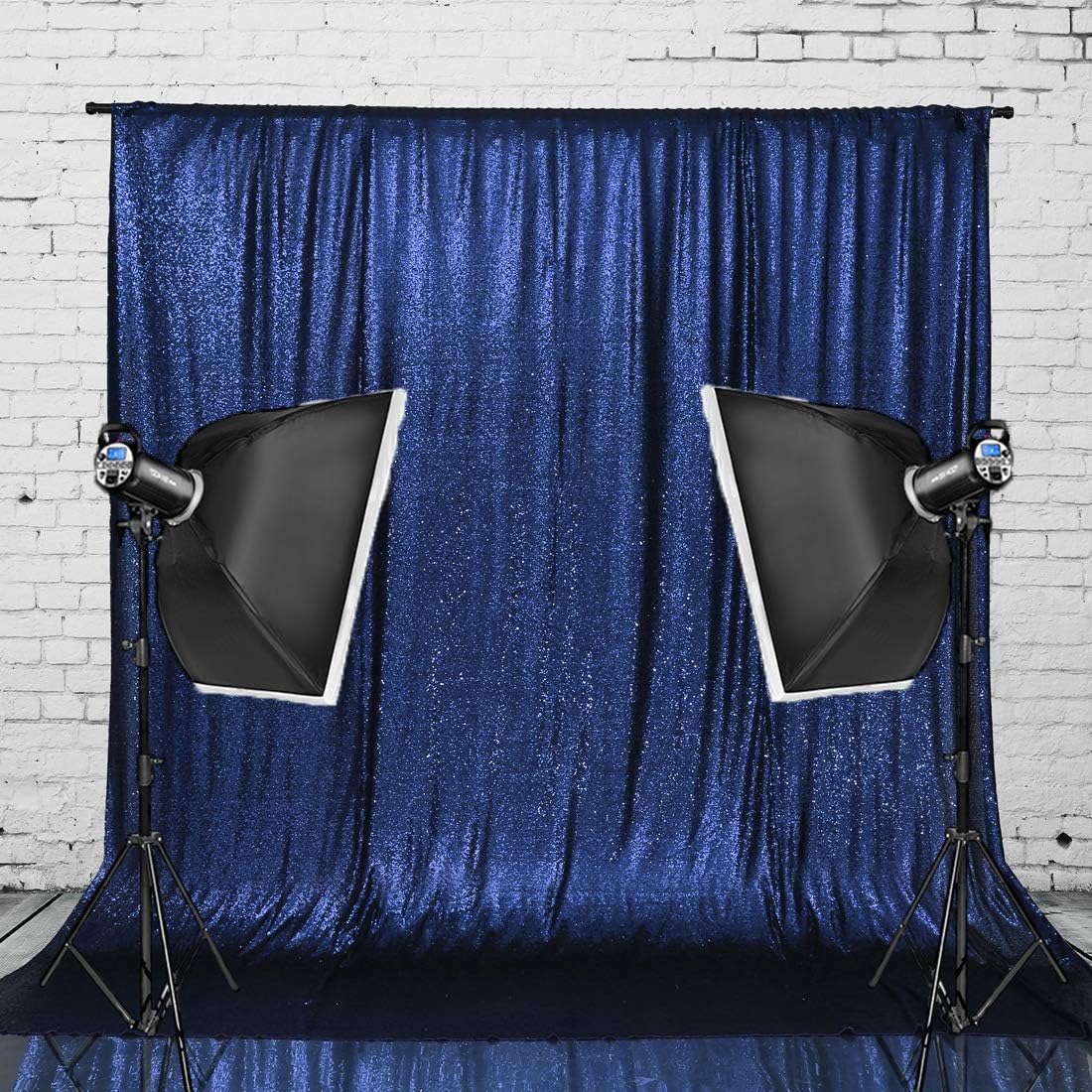 Eternal Beauty Navy Blue Sequin Backdrop, 6x6 Ft Glitter Background Curtains for Shimmer Photography Party Wedding Birthday Independence Day Back Drop Decor