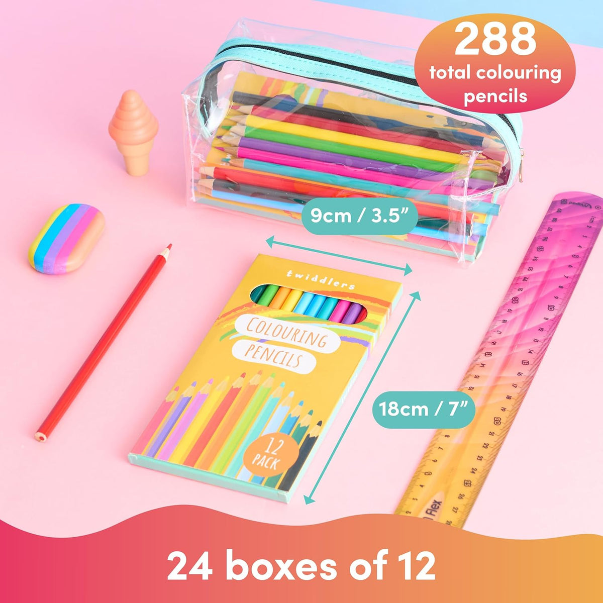 THE TWIDDLERS 288 Count Colored Pencils for Kids, (Bulk 20 Packs, 12 Colors Each Pack) Pre-sharpened Color Pencils for Adults, Back to School Supplies for Teachers, Classroom Prizes, Party Bag Fillers