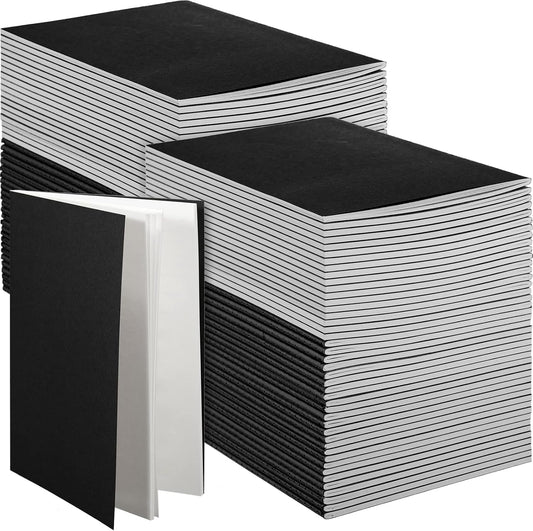 100 Pcs Kraft Notebook Journals 5.5 Inch x 8.3 Inch A5 Softcover Notebooks Bulk for Writing Sketch Office Notepad with 60 Pages 30 Sheets (Multicolor,Lined)(Black,Unlined)