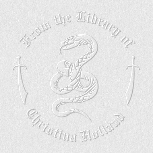 from The Library of Embossers & Stamps for Fantasy Book Readers | Custom Embosser | Custom Stamp | Ex Libris | Elevate Your Fantasy Collection of Stories and Novels (Design 11, Embosser)