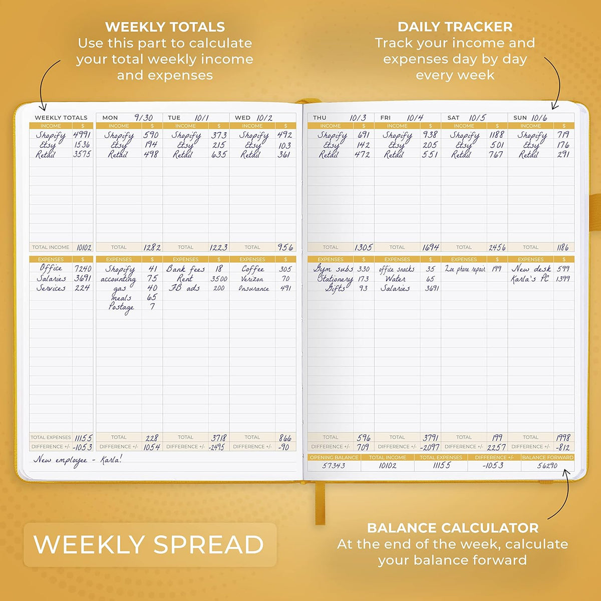 Clever Fox Income & Expense Tracker Large – Accounting & Bookkeeping Ledger Book for Small Business – 2-Year Record Notebook, A4 (Amber Yellow)