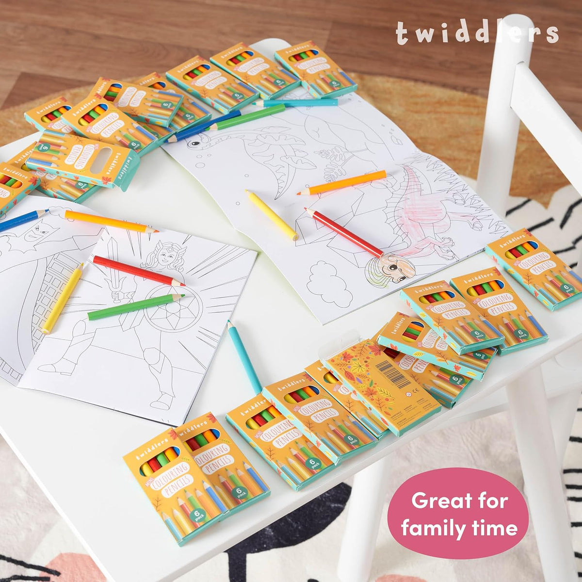 THE TWIDDLERS 30 Boxes of Mini Coloring Pencils for Kids, 6 Pencils Per Box, 180 Total, Bulk Colored Pencils School Supplies for Teachers, Classroom Prizes, Party Bag Fillers