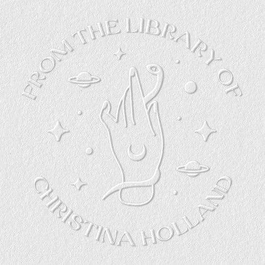 from The Library of Embossers & Stamps for Fantasy Book Readers | Custom Embosser | Custom Stamp | Ex Libris | Elevate Your Fantasy Collection of Stories and Novels (Design 6, Embosser)