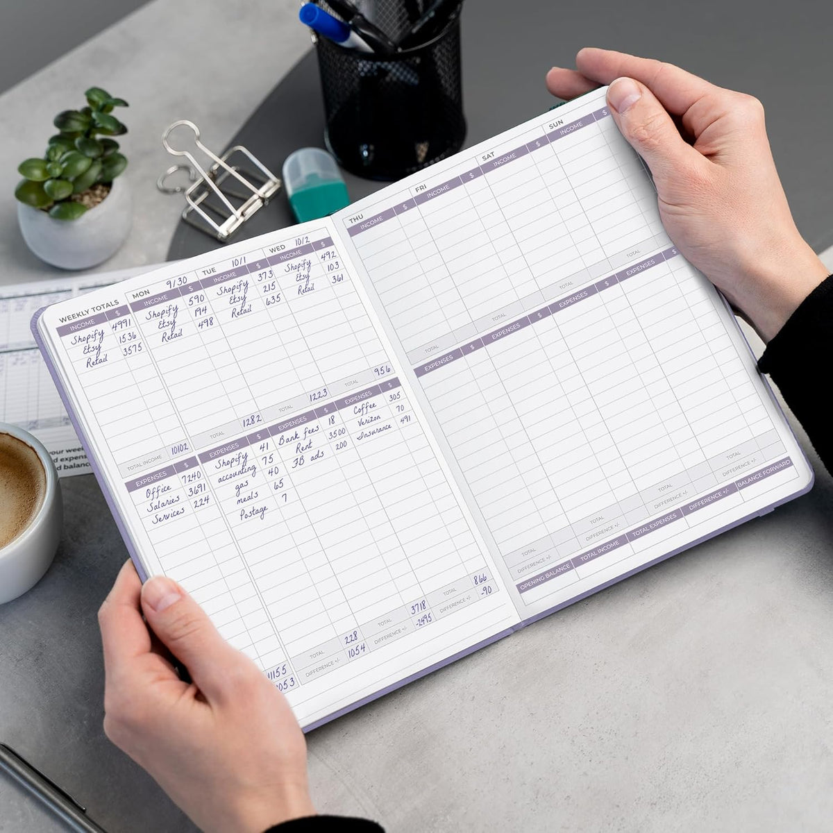 Clever Fox Income & Expense Tracker – Accounting & Bookkeeping Ledger Book for Small Business – 1-Year Record Notebook, A5 (Lavender)