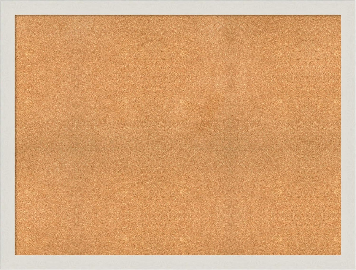 Amanti Art Natural Cork Board for Wall, 37x49 Vision Board with White Frame, Oversize Corkboard Office Decor for Home Organization, Country Rustic Corkboard Pinboard to Display Items for Home