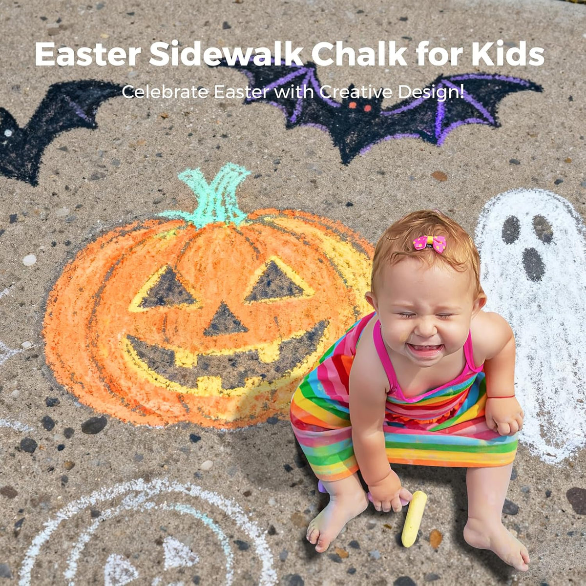 Jar Melo 38 PCS Sidewalk Chalk for Kids- Colored Sidewalk Chalk with Holder,Jumbo Washable & Non-Toxic Chalks-Outdoor Play and Chalkboard Art for Kids and Toddlers Gifts