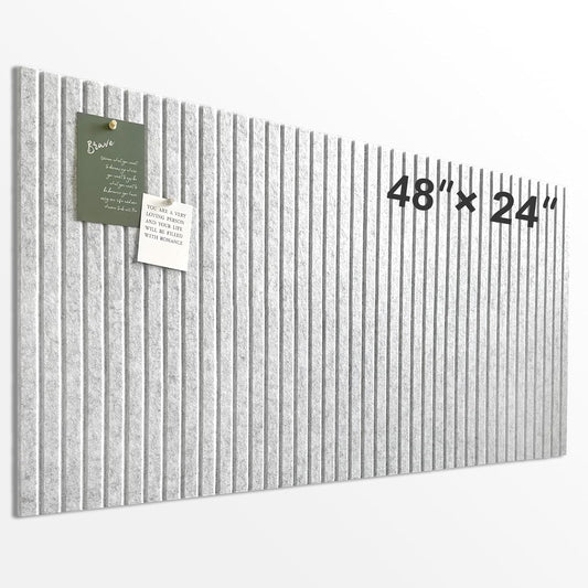 Large Cork Board for Office, 8 Pack Felt Wall Tiles with Slat Wall Paneling, Felt Bulletin Board Pin Board Cork Boards for Walls - Silver Gray
