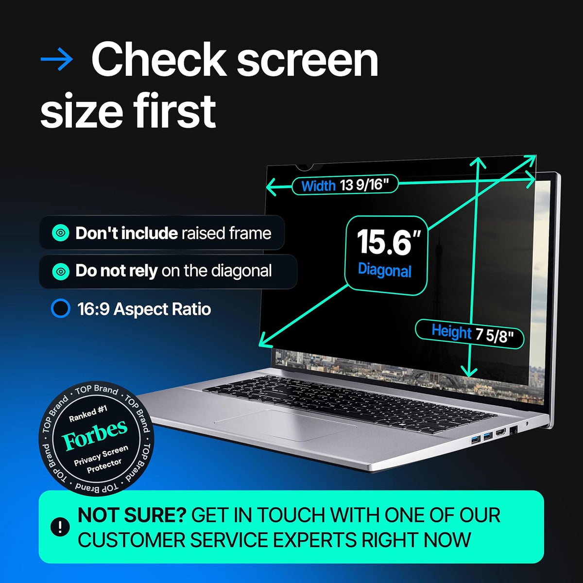 VINTEZ [2 Pack] 15.6 Inch 16:9 Privacy Screen for Computer Monitor and Laptop - Anti Glare Protector Film Blue Light Filter Eye Protection - Computer Screen Privacy Shield