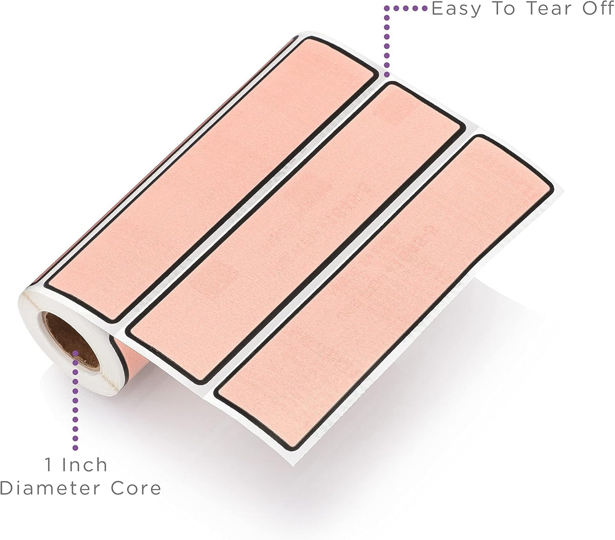 Carstens Adhesive Sticker Labels, 5 3/8” x 1 3/8”, Binder Labels for 1.5” – 4” Ring Binder Spines, Pink, Roll of 200